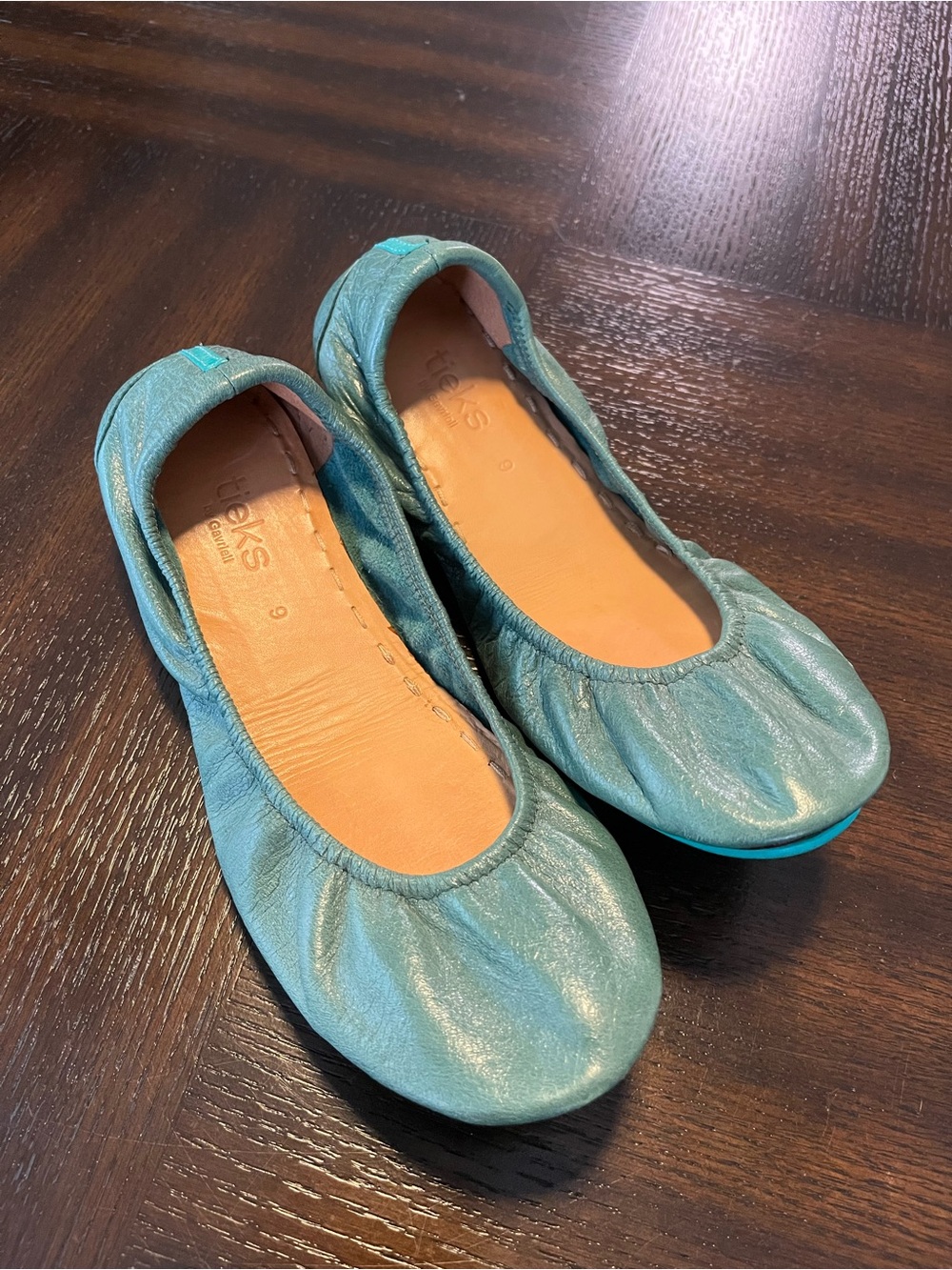 Tieks Tahitian Pearl Limited Edition Green Round Toe Flats Size 9